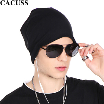 CACUSS B0094 男士棉质套头帽薄款包头帽潮流时尚韩版休闲帽 黑色