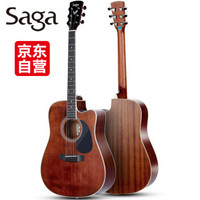 萨伽Saga民谣木吉他缺角圆角单板萨迦吉它jita乐器 41寸缺角复古色SF700CR