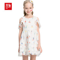 季季乐 （JJLKIDS Partner Club） 童装女童连衣裙夏季新款休闲高腰裙子 GXQ71158 本白 120