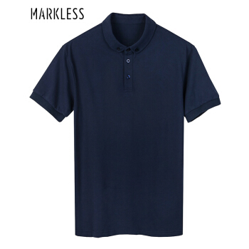 Markless POLO衫男青年纯色翻领修身短袖T恤TXA6688M藏青色190/104（XXXL）