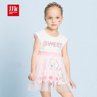 季季乐 （JJLKIDS Partner Club） 童装女童短袖连衣裙夏季儿童公主裙 GXQ73206 乳白 110