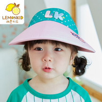 柠檬宝宝 lemonkid儿童帽子LK满版五星大帽檐遮阳帽男童女童 26018 LK-粉色 小码