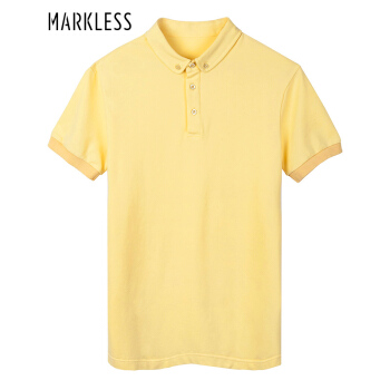 Markless POLO衫男青年纯色翻领修身短袖T恤TXA6688M黄色185/100(XXL)