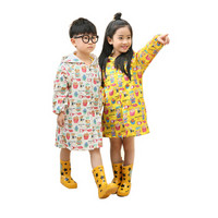 obolts儿童超轻环保雨衣卡通小熊饼干图案男童女童学生雨衣3 5 6岁小孩户外防水雨披