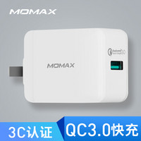 摩米士（MOMAX）QC3.0快充充电器 18W闪充充电头USB快充电源适配器 苹果安卓手机平板通用 白色
