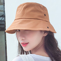 北诺（BETONORAY）渔夫帽女士时尚个性渡假出游帽子男韩版平顶盆帽太阳帽  卡其色
