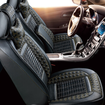 五福金牛 汽车坐垫 夏季坐垫四季通用 竹炭健康耐磨超感皮通用3D汽车座垫汽车座套  金色