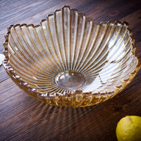 瓷工巧匠 简约玻璃水果盘果斗糖果干果篮创意零食沙拉碗 创意六角玻璃果盘