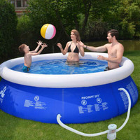 吉龙 儿童游泳池 免充气三层夹网家庭用超大游泳池 蓝色 360*76cmm（适用于五成人或3-6小孩使用）