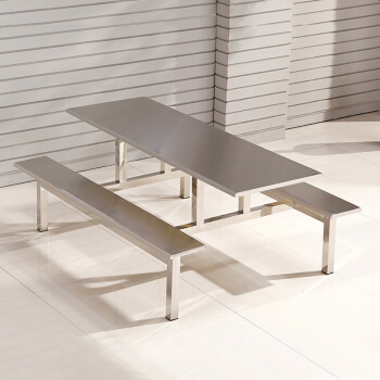 中伟 ZHONGWEI 学校员工食堂餐桌椅4人6人8人餐桌连体快餐桌椅组合 6人位不锈钢