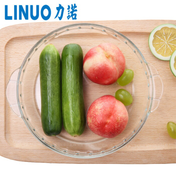力诺（LINUO）耐热玻璃盘子鲍鱼盘双耳餐盘菜盘 家用水果盘 微波炉烤箱适用 8英寸4个装