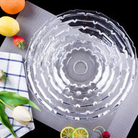 瓷工巧匠 简约玻璃水果盘果斗糖果干果篮创意零食沙拉碗 透明玻璃果盘