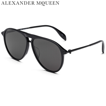 亚历山大·麦昆Alexander McQueen eyewear男士太阳镜 板材镜框墨镜 AM0156SA-001 亮黑色镜框灰色镜片 61mm