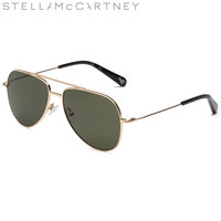 丝黛拉麦卡妮Stella McCartney eyewear 儿童款太阳镜 飞行员框型墨镜 SK0021S-001 金色镜框墨绿色镜片 51mm