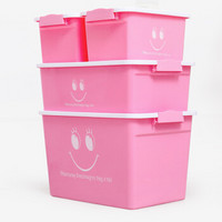 帅力 储物收纳箱  塑料衣服零食杂物整理盒子4个装28+17+8+8L 马卡龙粉色SL17049C