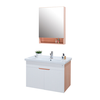 安住（Enzorodi）ERV52828W-W-T 白色多层实木简约 浴室柜(带镜柜) 800mm宽