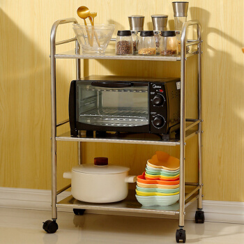 美厨（maxcook）厨房置物架 不锈钢三层微波炉架烤箱架 落地收纳储物架 60*35*75cm MCWA697