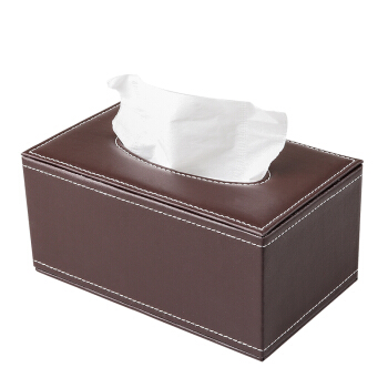 侑家良品 收纳盒 皮革纸巾盒客厅 抽纸盒家用 棕色羊皮纹 中号