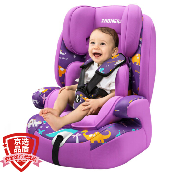 众霸（ZHONGBA）汽车儿童安全座椅isofix软连接 适合约9个月-12岁(9-36kg)宝宝 恐龙紫