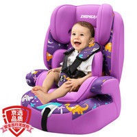 众霸（ZHONGBA）汽车儿童安全座椅isofix软连接 适合约9个月-12岁(9-36kg)宝宝 恐龙紫