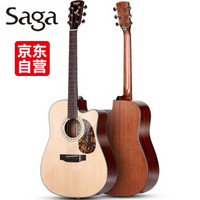 萨伽Saga民谣木吉他缺角圆角单板萨迦吉它jita乐器 41寸缺角原木色 D10SC