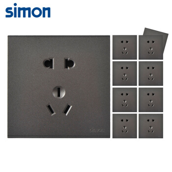 西蒙(SIMON) 开关插座面板 E6系列 五孔插座十只装 86型面板 荧光灰色 721084-61