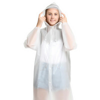 多美忆 单人雨衣成人户外徒步男女式长款带帽防水雨披 旅游透明时尚雨衣套装 白色