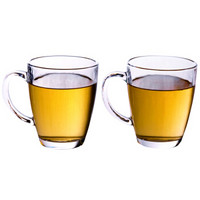 洁雅杰水杯 玻璃杯套装(318ml)玻璃啤酒杯带把茶杯子(2只装)