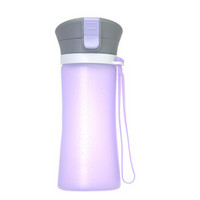 心艾美（ Samily）玻璃水杯按钮式户外时尚创意便携矽胶涂层杯子 紫色 380ml
