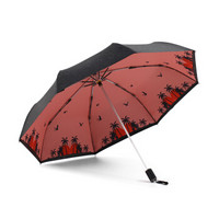 酷波德（KOBOLD）双层太阳伞女晴雨伞黑胶遮阳伞超强防紫外线防晒伞