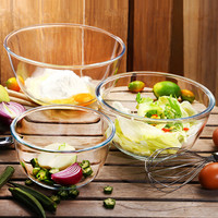 Scybe 喜碧 特博欧式加厚玻璃沙拉碗家用和面盆套装水果盘色拉碗 三件套