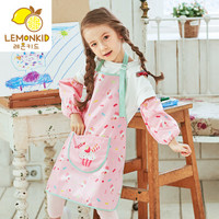 柠檬宝宝 lemonkid 儿童吃饭衣卡通环保罩衣防水围兜儿童画画衣反穿衣 LE060318 粉色蛋糕 L