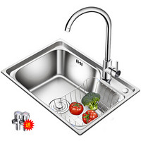 名爵（MEJUE）Z-02424厨房304不锈钢水槽单槽左置 加厚洗菜盆洗碗池套餐
