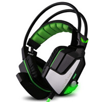 欧凡（OVANN）X60电竞游戏耳机头戴式 7.1震动电脑网吧网咖发光（黑绿色）