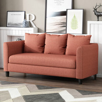 杜沃 沙发 北欧客厅家具 布艺沙发 简约小户型沙发组合 可拆洗三人沙发 懒人沙发 B1 1.82米 橘红