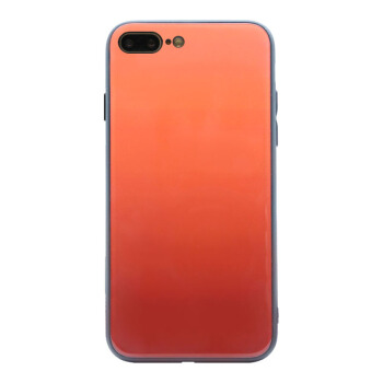 伟吉(WEIJI)iPhone 8Plus玻璃背壳手机壳保护套(钢化玻璃盖+TPU软边)轻薄全包防摔潮男女潮新款硬壳 渐变橘色