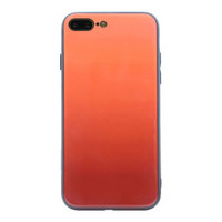 伟吉(WEIJI)iPhone 8Plus玻璃背壳手机壳保护套(钢化玻璃盖+TPU软边)轻薄全包防摔潮男女潮新款硬壳 渐变橘色