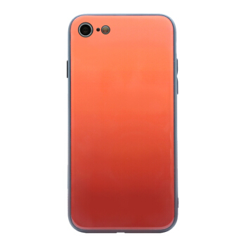 伟吉(WEIJI)iPhone 8玻璃背壳手机壳保护套(钢化玻璃盖+TPU软边)轻薄全包防摔潮男女潮新款硬壳 渐变橘色