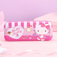 Hello Kitty凯蒂猫小学生笔盒密码锁大容量双层铅笔盒铁文具盒 KT39010