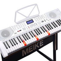 MEIRKERGR 美科 MK-2100白色智能版+琴架 亮灯跟弹61键钢琴键多功能电子琴 连接话筒耳机U盘手机pad带琴架