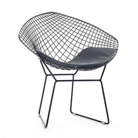 百思宜 北欧铁艺休闲餐椅子 创意镂空靠背椅设计师工业风个性咖啡椅 黑色(送坐垫)