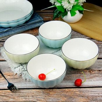 优尊陶瓷吃饭碗创意简约南瓜瓷碗微波炉4.5英寸小碗4只餐具套装