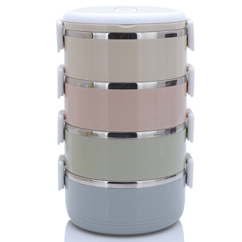 吉睿 饭盒/提锅 爱心系列 304不锈钢四层2.8L马卡龙彩色便当饭盒 JR3084 食堂便当盒