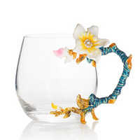 雅集珐琅彩玻璃杯 创意个性女家用水杯子 加厚喝水茶杯