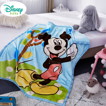 迪士尼 DisneyBaby 婴儿儿童毛毯被子云毯新生儿宝宝毯子双层加厚小孩盖毯礼盒装 欢乐童趣 140*110cm 蓝色