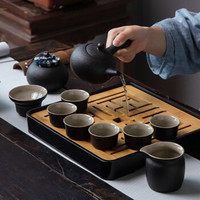 乐享 茶具套装黑陶瓷旅行茶具茶壶功夫茶杯茶盘日式家用 礼盒
