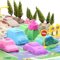 亲子企鹅 玩具太空彩沙泥 儿童手工DIY彩色粘土沙盘 男女孩汽车模具安全沙黏土 城市交通3斤装