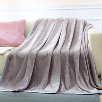 竹之锦 毯子 法兰绒加厚毛毯 沙发毯空调盖毯 可铺可盖双人毛巾被 灰色 1.8*2m
