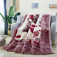 意尔嫚 毛毯被子 加厚双层拉舍尔盖毯 透气冬季婚庆柔软保暖单双人绒毯 约6.6斤 200*230cm 群花盛放