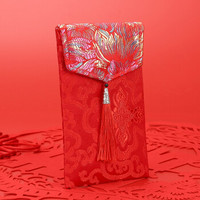 唐绣（TONSILK）创意万元布艺红包袋结婚庆用品利是封个性新年压岁红包封C008-5火焰红